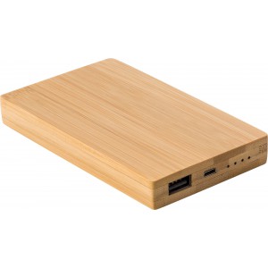 Bambusz powerbank, 4000 mAh, natr