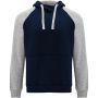 Roly Badet uniszex kapucnis pulver, Navy Blue, Heather grey