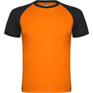 Roly Indianapolis r�vid ujj� gyerek sportp�l�, fluor orange, solid black